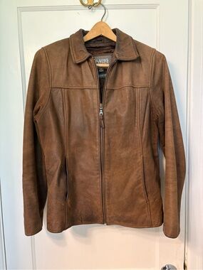 Wilsons Leather Women's Chestnut Brown Zip-Front Leather Jacket